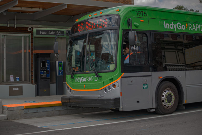 Indygo bus at bus stop