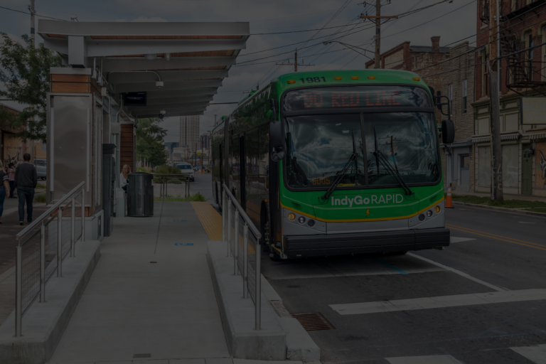 90 redline indygo bus at bus stop